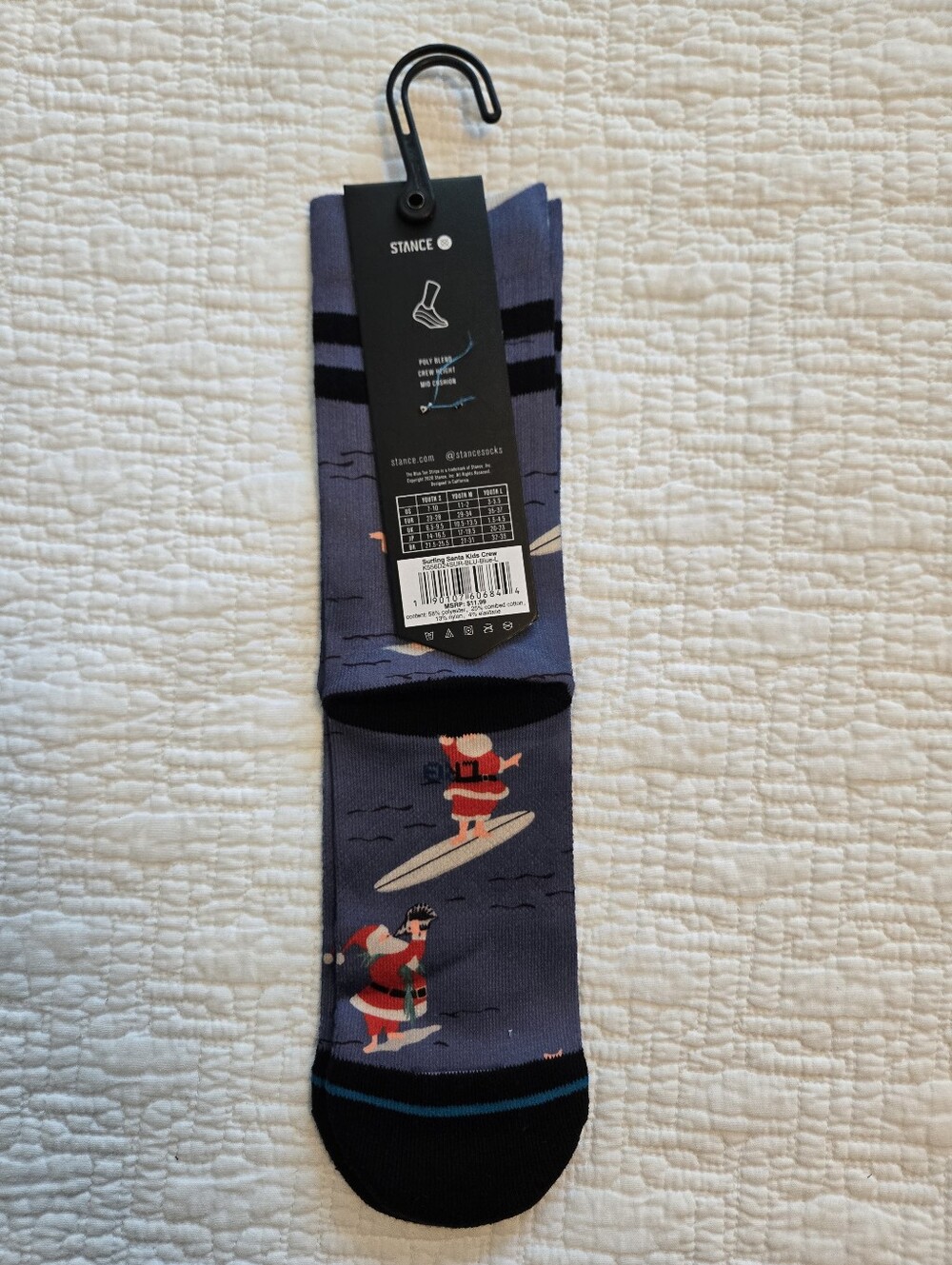 Stance Surfing Santa Kids Crew Socks in Blue and Red - Picture 3 of 5
